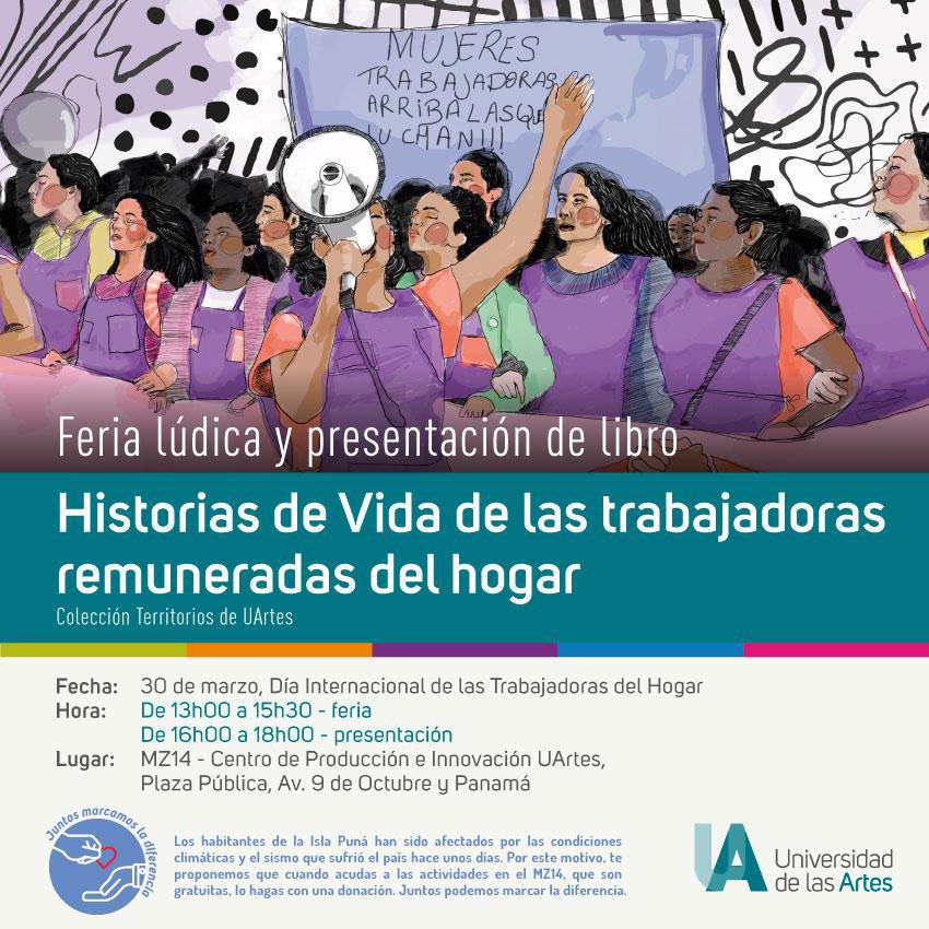 📓 Lanzamiento

Nuestra publicación HISTORIAS DE VIDA recoge testimonios de trabajadoras del hogar desde las perspectivas de la migración, el trabajo y el sindicalismo.

🗓️ 30 de marzo
(Día de las Trabajadoras del Hogar)
📍 MZ14, Av. 9 de Octubre y Panamá, esq.
🕰️ 16:00