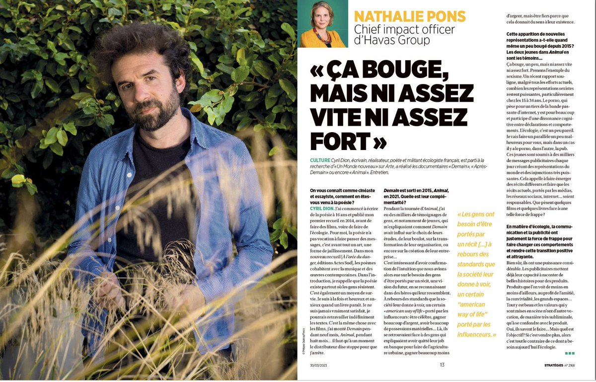 Rendre joyeuse la sobriété et promouvoir un nouveau "ecological way of life", c'est notre responsabilité de publicitaire. On en débat avec <a href="/cdion/">Cyril Dion</a> dans le numéro des #15 de <a href="/Strategies/">Strategies</a> sur l'écologie