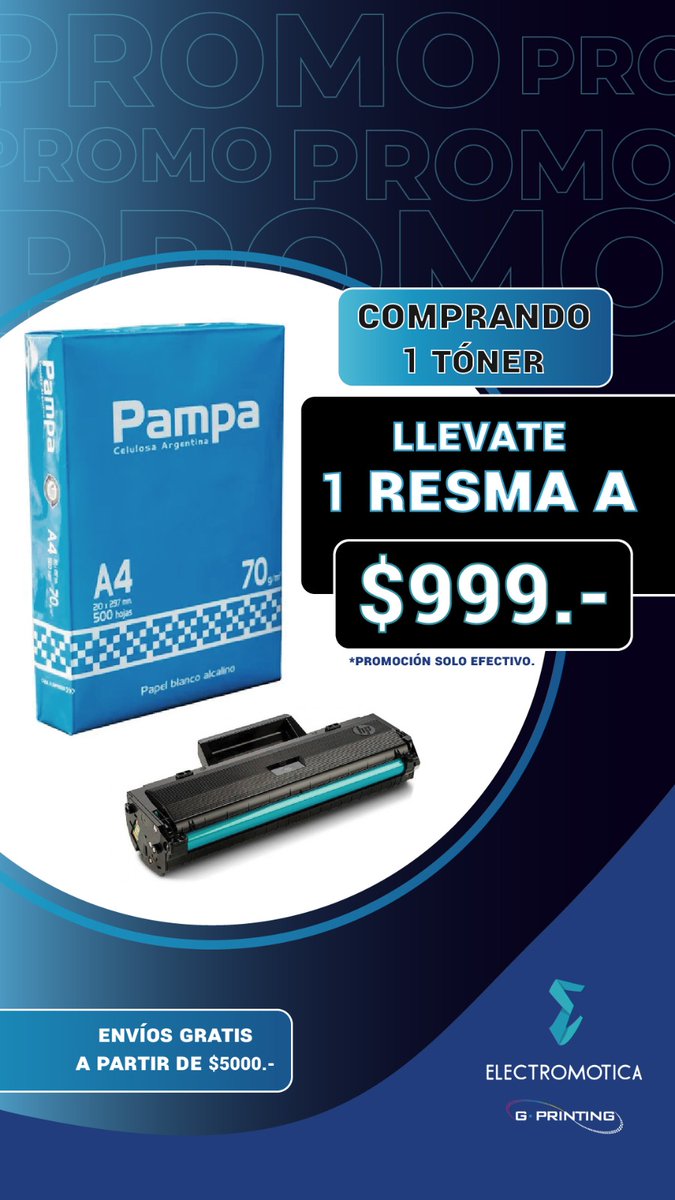 PreciosRosario2's tweet photo. Promo en @electromotica 

🖨 #Toner + #Resma 

#ImpresionesEnRosario 🖨 https://t.co/SZYvLcH9Vu