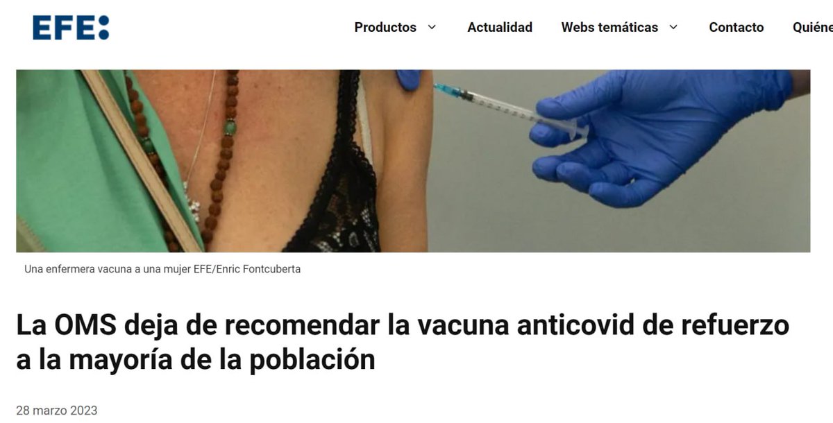 🚨 Aviso importante: Ya no os pongáis más vacunas, que la OM$ ya no las recomienda. 

✏️ Menos mal que tenemos a la agencia EFE y al resto de medios para avisarnos y evitar males mayores.

Sígueme en Telegram:
🛎 t.me/Jocker_ulises37