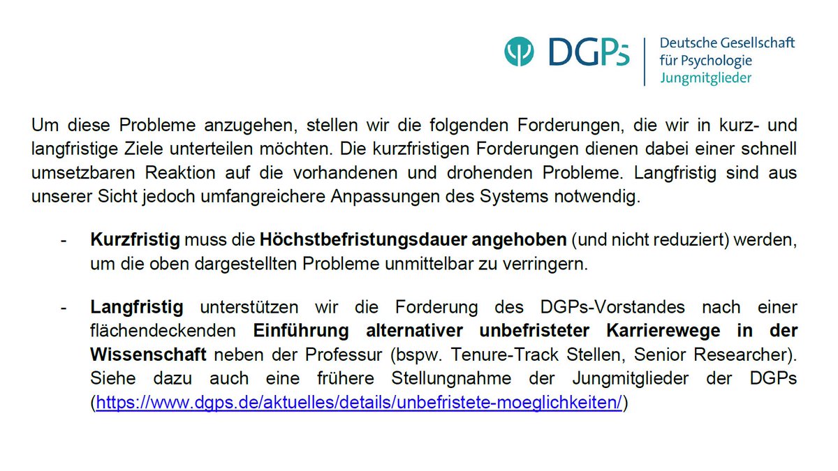 DGPs_JuMis's tweet photo. Hier unsere Stellungnahme zur Reform des #WissZeitVG, in der wir aufzeigen, welche Folgen die aktuelle Befristungspraxis hat. Daher fordern wir: Längere #Befristung und alternative #unbefristete Karrierewege neben der Professur! #IchBinHanna 👉https://t.co/kV4orfyMLk https://t.co/5tLuGhl8uK