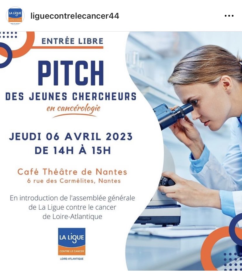 A ne pas manquer ⁦un événement @laliguecancer⁩ #Nantes avec ⁦@Mathilde_Krh⁩ ⁦@Laura_Merlet⁩ ⁦@mace_yanis⁩ from ⁦@Crci2naClub⁩ ⁦@LabSoap⁩ 🎙️🔬🧫