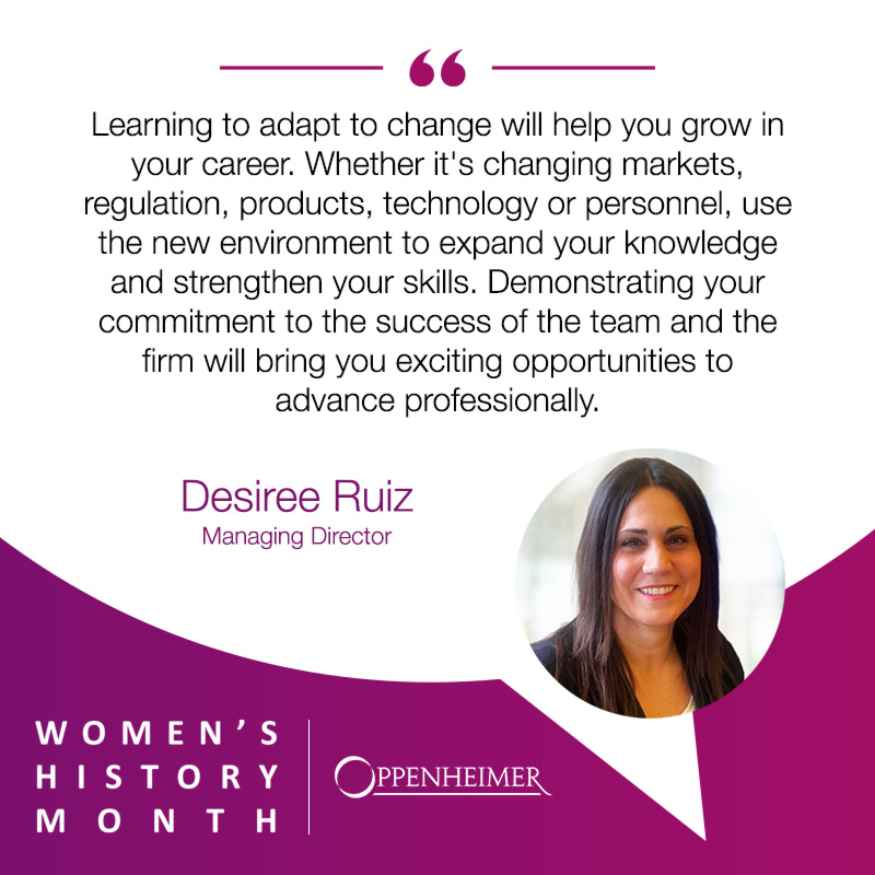 As we enter the final week of Women’s History Month, we are proud to recognize Desiree Ruiz, who shares advice about how to grow in the industry. Thank you, Desiree!