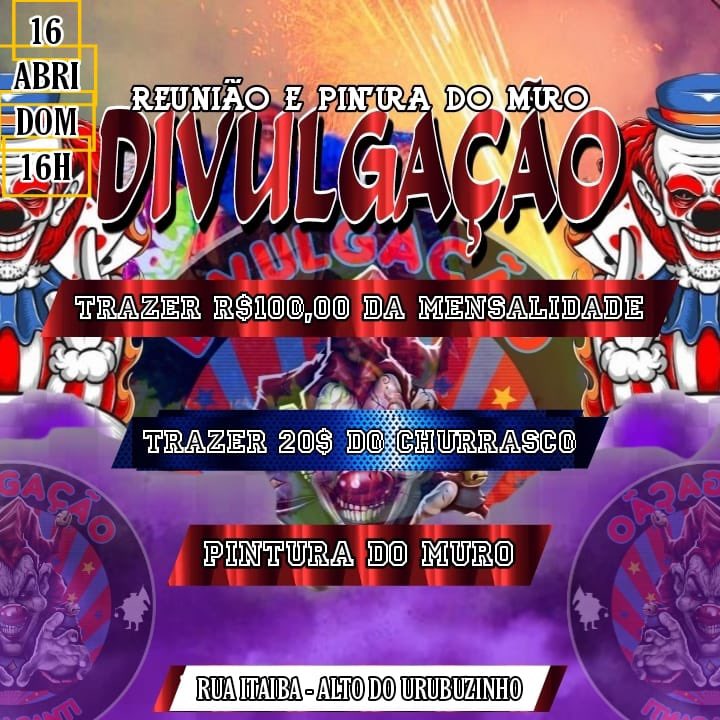 oi a divulga vai,as divulguets vem,sobe a calçada sai que vai passar o trem, tlgd aqui é só sagaz,show maior sabe que é nós que faz 🎶😁🎆 

primeira reunião da tropa,só brotar,serão todos bem vindos ! 🥳🎆🎭🎭