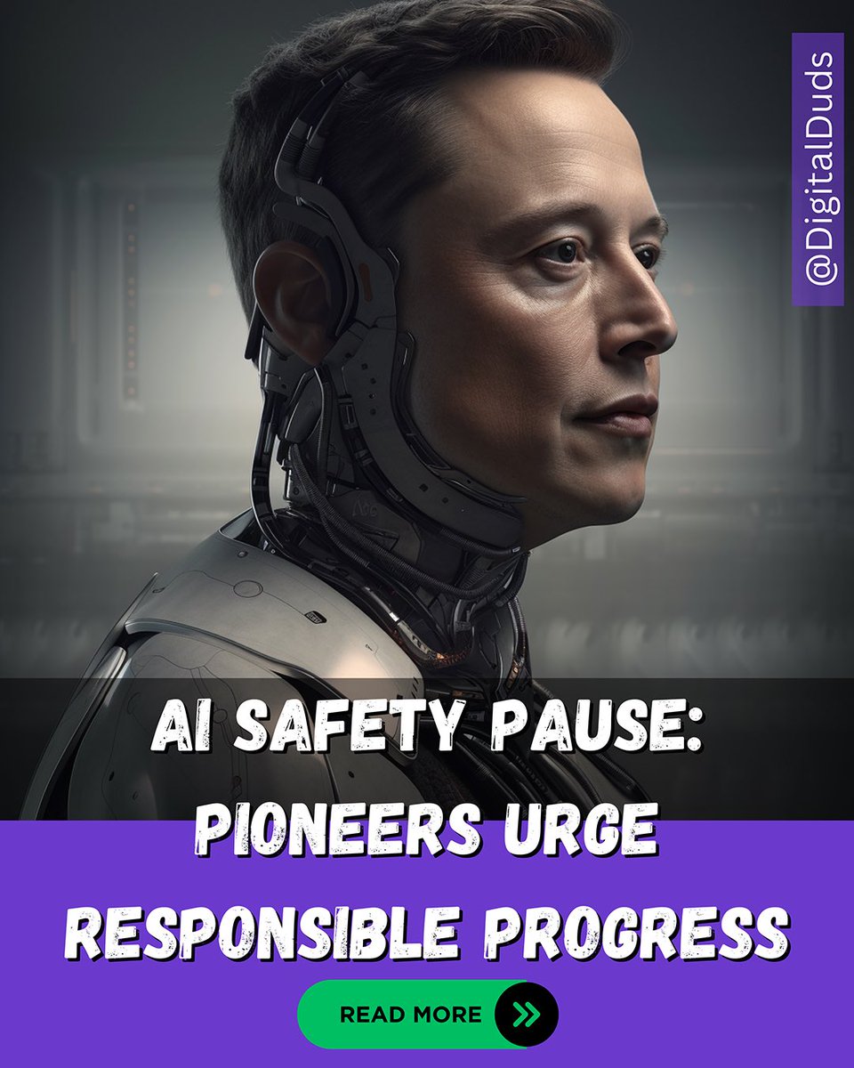 DigitalDuds_'s tweet photo. 🤖🚀 Elon Musk, Steve Wozniak &amp; 1000+ signatories call for a 6-month pause on advanced #AI development to establish safety protocols &amp; governance. Can we strike a balance between innovation &amp; responsibility? #AISafety #ArtificialIntelligence #ElonMusk #OpenLetter #DigitalDuds https://t.co/dPdnQZb7mk