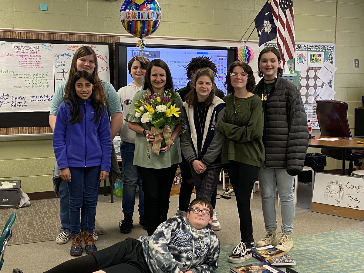 SandersMiddle55's tweet photo. Who rocks @SandersMiddle55? It’s our very own Mrs. Courtney Coffey. She is a rockstar math teacher in Montessori! She has been selected as the 2023-2024 Teacher of the Year! #RocknLearn @864Dawkins_ @LCSD55 @loveSCschools https://t.co/SZZWfvyaP6