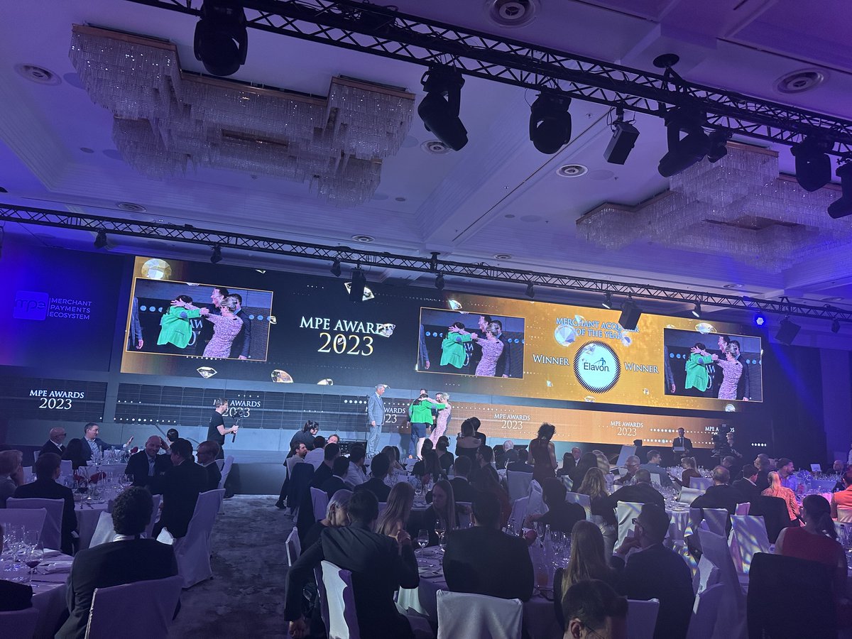 mpecosystem's tweet photo. Tonight, @elavon takes the W in the MERCHANT ACQUIRER OF THE YEAR category sponsored by @Webshieldltd! ๐๐ฏ
#mpe2023 #mpecosystem #mpeawards https://t.co/wcVAx1mxTc
