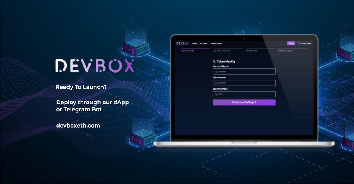 Uncover what’s possible with DevBox 🛠

Discover our all in one AI powered token creation suite! Allowing users to easily deploy smart contracts 📝

TG BOT: t.me/devboxdeploybot
dApp:  devboxdeploy.app

Open The Box: T.ME/DevBoxPortal