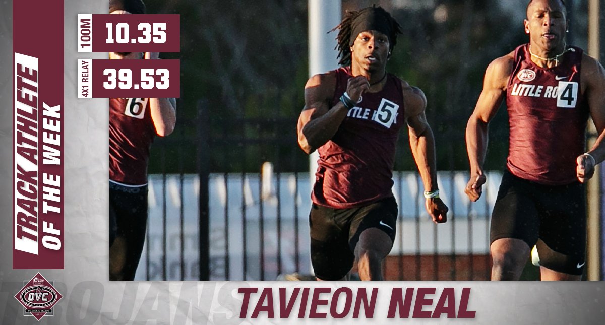 After posting the 11th-best 4x1 relay time in the nation this year and recording the seventh-best 100m dash time in school history, TaVieon Neal has been named the Ohio Valley Conference's Male Track Athlete of the Week!

#LittleRocksTeam