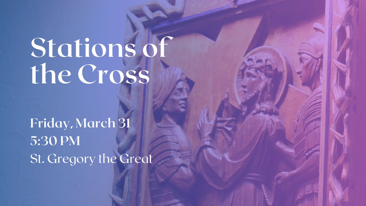 StGregoryHall's tweet photo. This Friday, 5:30PM: Stations of the Cross at St. Gregory the Great using the @CSPOrd form. Stay for a soup potluck afterwards!

#stationsofthecross #Lent2023 #viacrucis #catholicchicago @MMoGChicago @ChgoCatholicSoc @CatholicArtCxn https://t.co/CFUL1cSJZs
