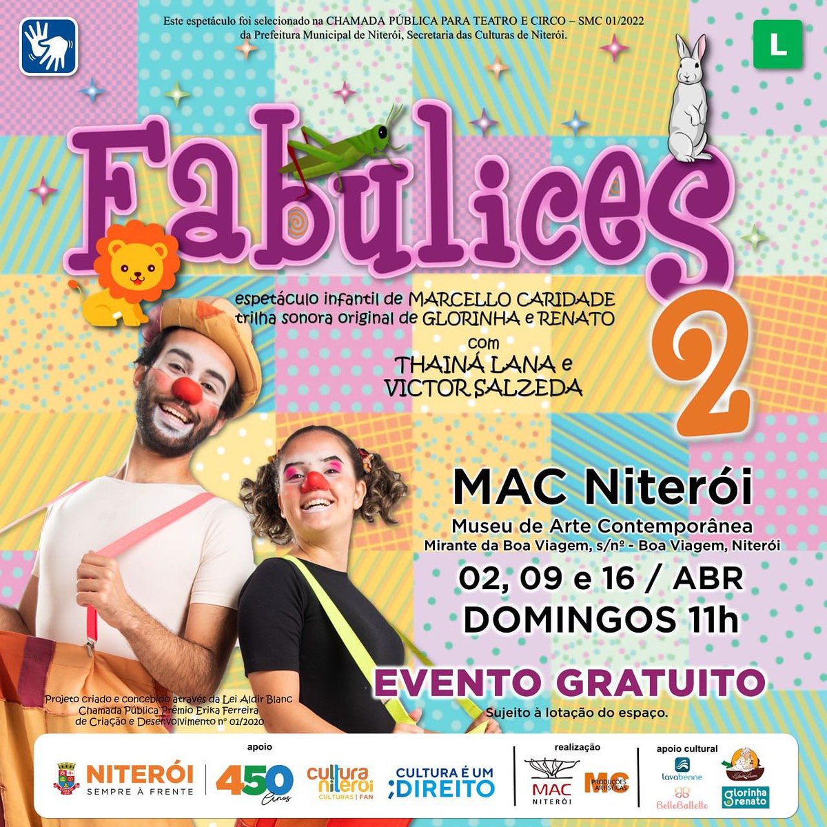 Fabulices vem aí! 🛸💫 Espetáculo infantil que acontece aqui no MAC Niterói nos próximos domingos: 02, 09 e 16 de Abril!
O evento é gratuito, com retirada de senhas 30min antes do início, não perca! 🤩✨
