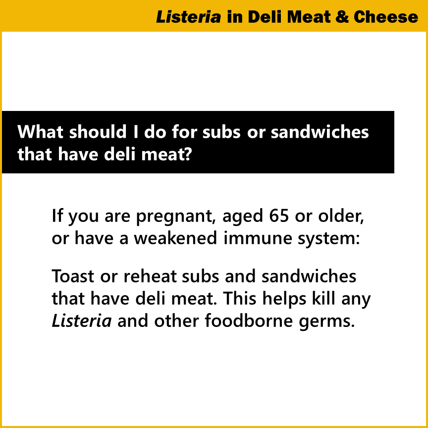 CDCgov's tweet photo. DELI MEAT &amp; CHEESE OUTBREAK: This outbreak is over, but any deli meat and deli-sliced cheese can have Listeria. Share this info with your friends &amp; family who are pregnant, aged 65 or older, or have a weakened immune system. https://t.co/rYJUew6iYX
