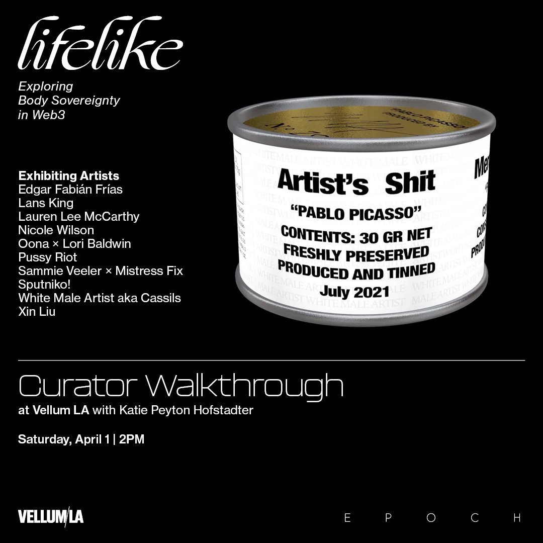 vellumla's tweet photo. This upcoming Saturday, April 1st, 2PM, Vellum LA @vellumla is hosting a Walkthrough with the curator of the LIFELIKE exhibition - @HofstadterKatie ! 

We want to offer this unique in-depth experience to those who are passionate and want to learn more about the story of each art piece from LIFELIKE and also offer a chance for our curator to tell their side of the story: inspirations, processes, and visions. 

LIFELIKE features the following artists: 
@laurenleemack 
@CASSILSArtist 
@Edgar_Frias_ 
@madebyoona x @iamloribaldwin 
@xin_liu_studio 
@miss__sammie x @MistressFix 
@LansKing 
@5putniko 
@nadyariot 
@dscircumstances