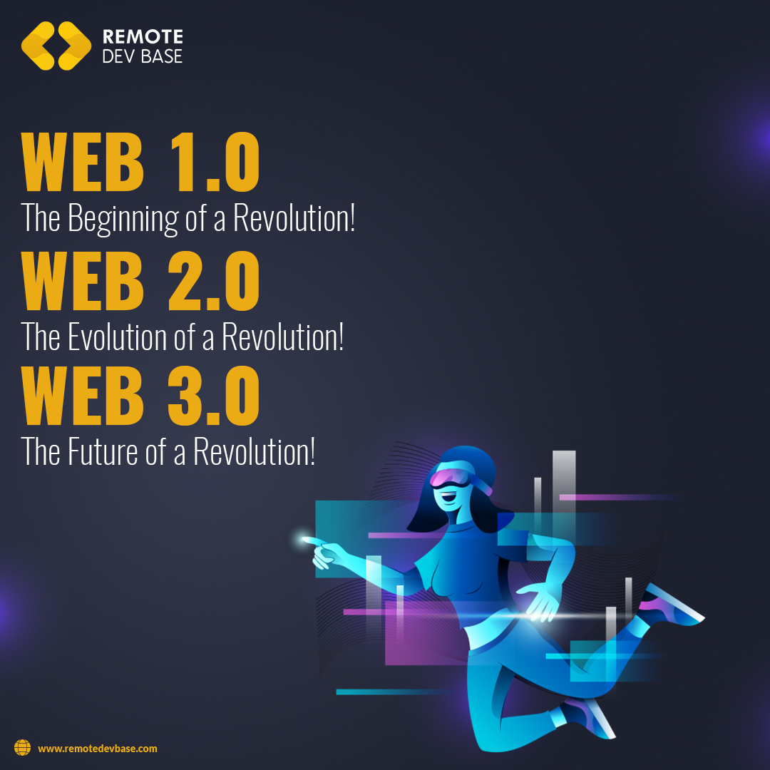 RemoteDevBase's tweet image. Web 1.0 marked the beginning of a technological revolution that forever changed how we interact with the internet. 

Join us in the digital revolution today!
remotedevbase.com

#remotedevbase #remotejobs #remoteworking   #blockchain #developers #chatgpt #AI