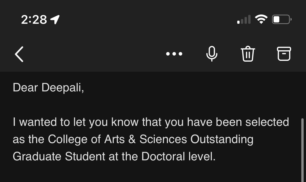 I am incredibly excited and honored to be selected for this year’s <a href="/MSUArtsSciences/">MSU Arts & Sciences</a> Outstanding Graduate Student Award! #AcademicChatter #AcademicTwitter #psychtwitter