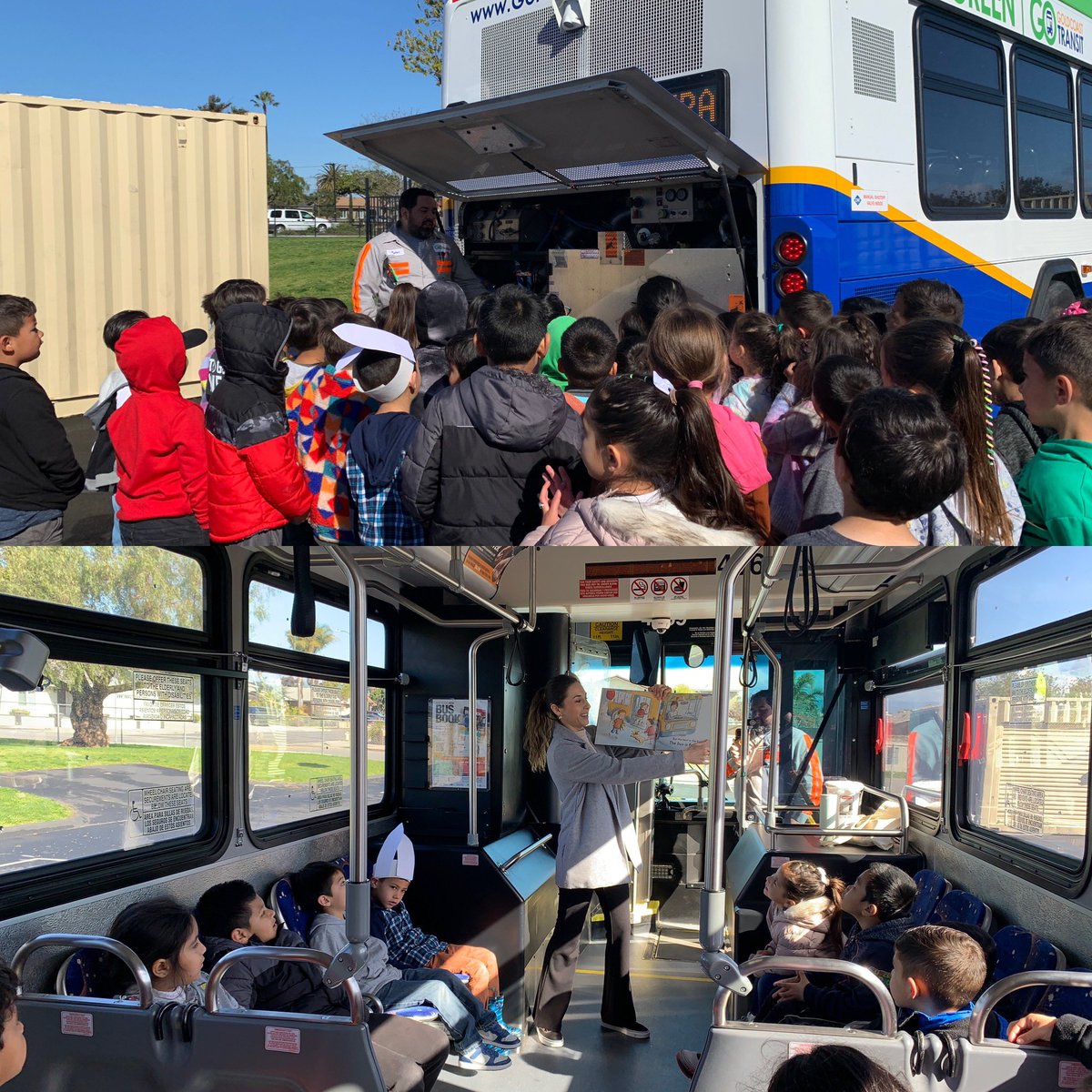 @GoldCoastBus Thx to Cynthia and Tyler for our community presentation today. The TK’s and Kinders loved the read aloud and getting in the bus. #rioschools
