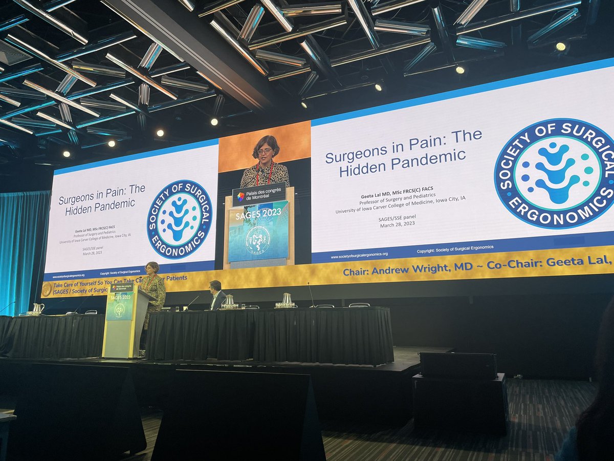 Joint <a href="/SocSurgErgo/">Society of Surgical Ergonomics</a> and <a href="/SAGES_Updates/">SAGES is in Tampa in 2026!</a> session on surgeon wellness and optimizing ergonomics for surgeons and operative team! First speaker is our President! <a href="/GeetaLalMD/">Geeta Lal</a> <a href="/YewandeAlimiMD/">Yewande Alimi MD</a> @andrewswright <a href="/HalletJulie/">Julie Hallet</a> #SAGES2023