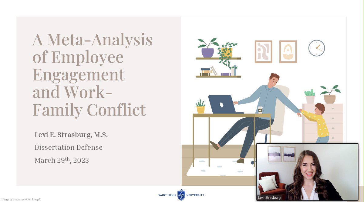 Lexi_Strasburg's tweet photo. I am so happy to share that I am now officially Dr. Lexi Strasburg! Today I successfully defended my dissertation, titled “A Meta-Analysis of Employee Engagement and Work-Family Conflict, which concludes my PhD in Industrial-Organizational Psychology from Saint Louis University. https://t.co/jsRpOfxKmQ