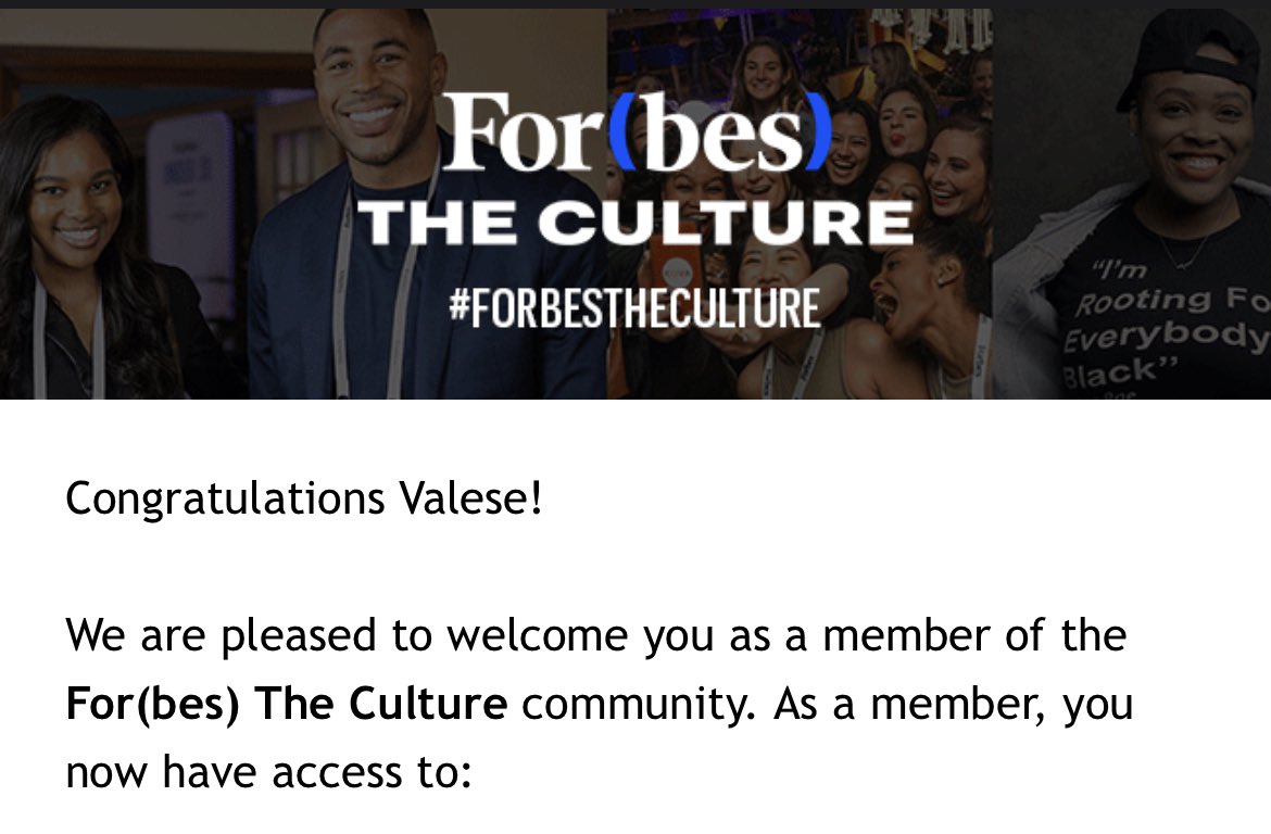 So excited to be apart of the @ForbesTheCultur family. Looking forward to creating more dope things with even doper people 😊 #forbestheculture