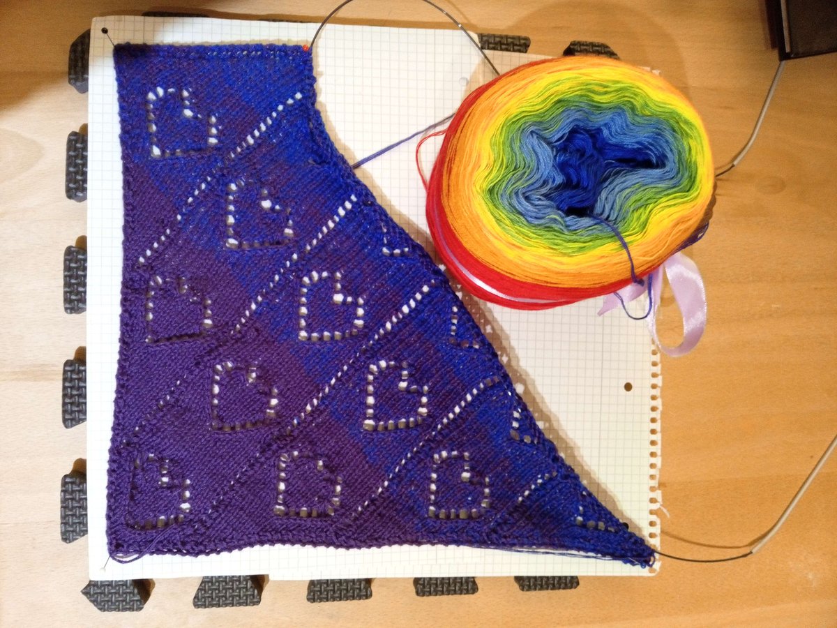 Knitting_Knight's tweet photo. WIP. Cassian is knitting a scarf made out of pride coloured yarn! https://t.co/q3Rq1MJqvR