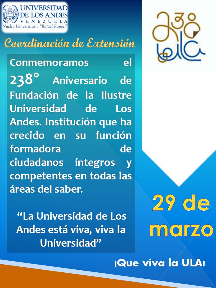 PrensaULANurr's tweet photo. El #Nurr #Trujillo se une al júbilo por el #238Aniversario de la #ULA hoy #29Mar. Los actos centrales se efectuaron con participación de la comunidad universitaria e invitados especiales en #Mérida
#UniVe
#238ULA https://t.co/jlPCIUnMJ6