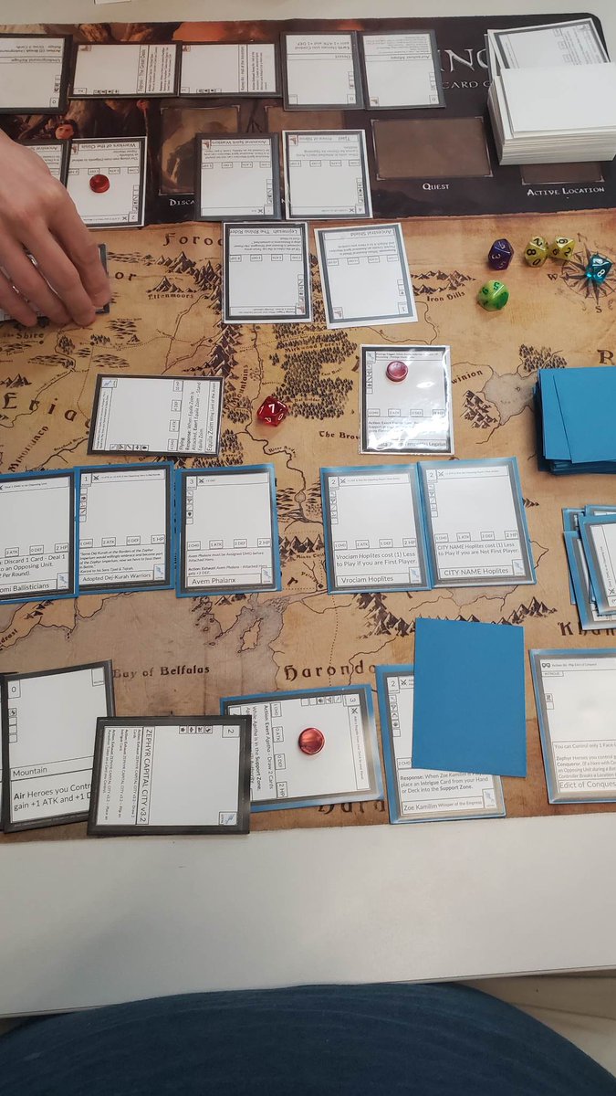 HighChronicler's tweet photo. We had 2 #playtest games of #LegendsofMagnaPrima the #cardgame going at the same time Last Night. I got a lot of good feedback on some specific cards and on some game rules/mechanics. Big thanks to @TheDealtHand for organizing these Playtest sessions each month. #IndieGameDev https://t.co/lG9y10UJnj