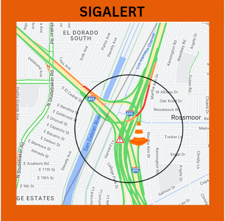 CaltransOC's tweet photo. SigAlert: There is an incident Southbound SR-605 to the Northbound I-405/Westbound SR-22 connectors. Please use caution while driving. For traffic updates, please check: https://t.co/cH3lFXHgdX #Caltrans #CHP #BeSafe #StayAlert @RossmoorCSD https://t.co/3oYfTALbV3