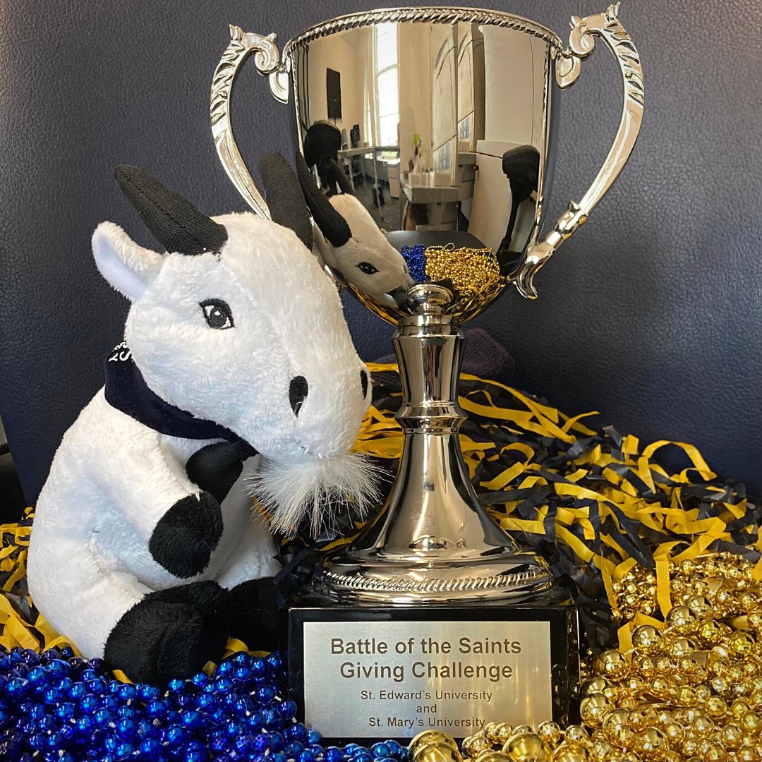 SEUAthletics's tweet photo. We’re down in the #TheBattleoftheSaints Giving Challenge, 567 to 487. Help us bring the Saints Cup back to Austin! Visit https://t.co/JHJmV4WLk4 to show your Topper Pride.  We’re down, but not out. They can’t stop the Hilltop! @SEUVBall @SEUXCTF @stedwardsu https://t.co/fF9Ej4BCQ1