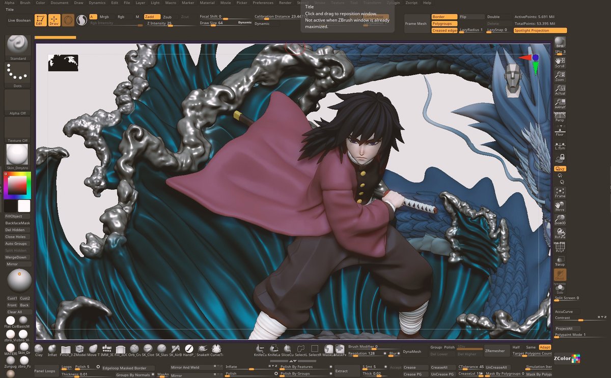 wip 2 tomioka

#KimetsunoYaiba #giyuutomioka #DemonSlayer #zbrush #3dart #WIP #b3d #anime #AnimeArt #3DModel #DemonSlayerSeason3 #DemonSlayerToTheSwordsmithVillage #KimetsuWorldTour