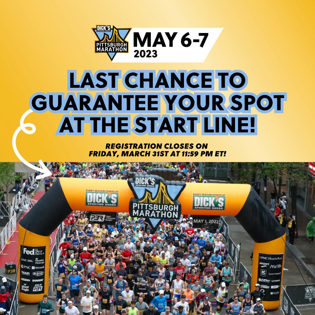 KevinCChiang's tweet photo. 💛 Pittsburgh Marathon Weekend is coming up soon! Registration is only guaranteed through this Friday. If you haven't registered yet, this is your last chance! 

🖤 Use my code KEVIN15 for 15% off registration for ANY events!

@PGHMarathon @RUNwithP3R

#RunWithP3R #MOVEPittsburgh https://t.co/dH7xoMLeEH