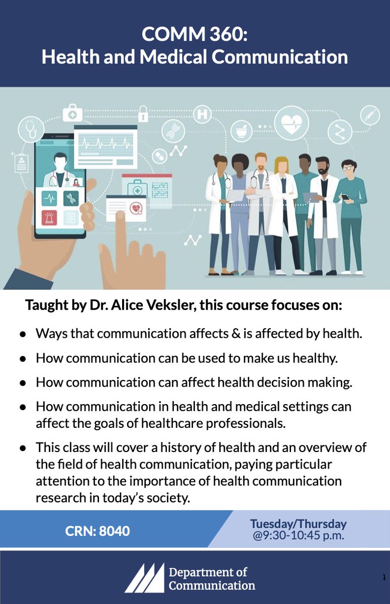 CNUComm's tweet photo. And, finally, we have two classes that work towards the new minor in Health, Medical, and Wellness Studies.

Fall '23 COMM electives... (4/4) https://t.co/olY1XmWV5N