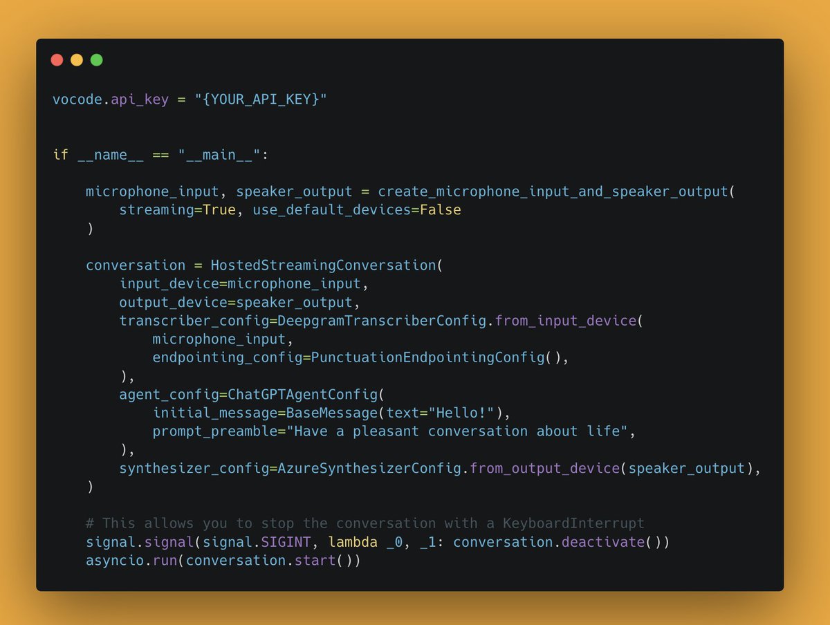 mathemagic1an's tweet image. vocode.dev 🗣️

Batteries-included python library for *voice* conversation with LLMs

Voice x LLMs has come up in countless conversations with other builders.

Excited to see what this enables!