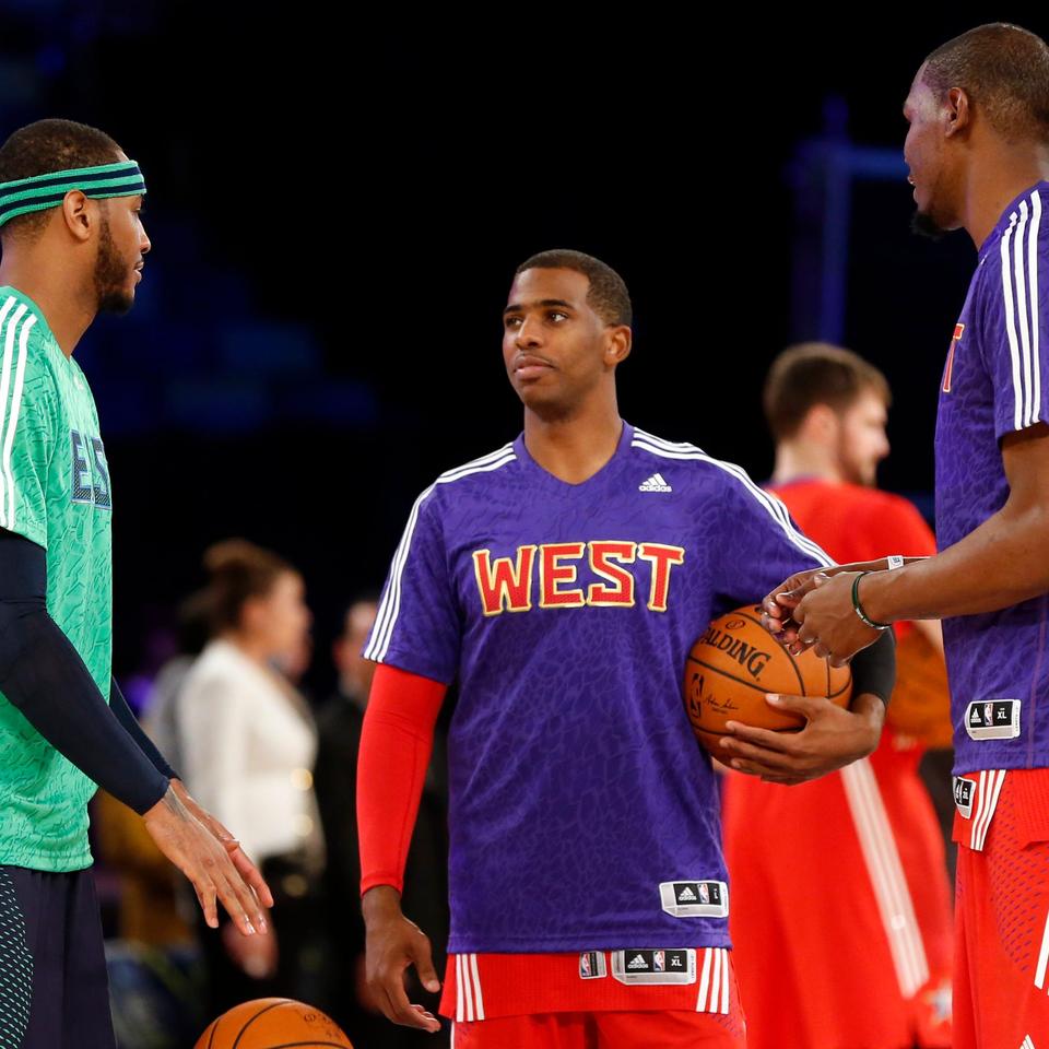 Are Kevin Durant and Chris Paul trying to recruit Carmelo Anthony to join the Phoenix Suns?
Carmelo Anthony Phoenix Suns speculation swirls after Kevin Durant, Chris Paul comments
Could Carmelo Anthony get a shot to extend his career and win an NBA championship with the Phoeni...