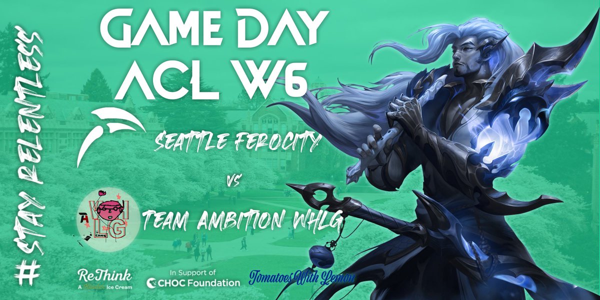 SeattleFerocity's tweet image. After last week's match was rescheduled for 4/8, we're looking to move up to 4-1 on the season in our week 6 @AegisEsportsGG ACL match, against @TeamAmbitionOrg WHLG.

Match at 5pm PST
Streamed on twitch.tv/roughbeanz (ADC POV)

GLHF !
#StayRelentless