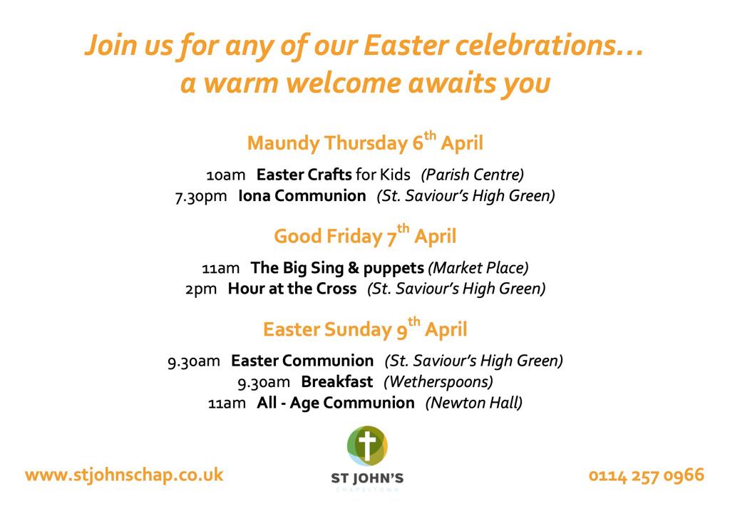 StJohnsChap's tweet photo. Easter is on its way and we have plenty in store to celebrate. Come along to one or many of our events! https://t.co/kIEaRRMAoq