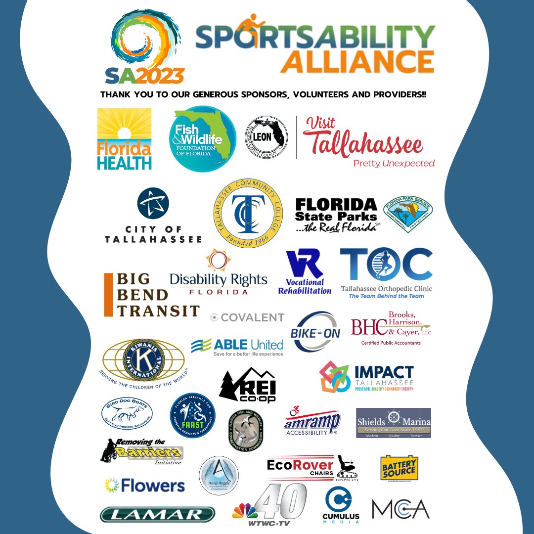 Another HUGE thank you goes out to all our Sponsors who made SportsAbility happen! 🙏 
Thanks to these generous organizations, we are able to offer SportsAbility 𝗙𝗥𝗘𝗘 to all our participants. We couldn't do it without you! 🎉