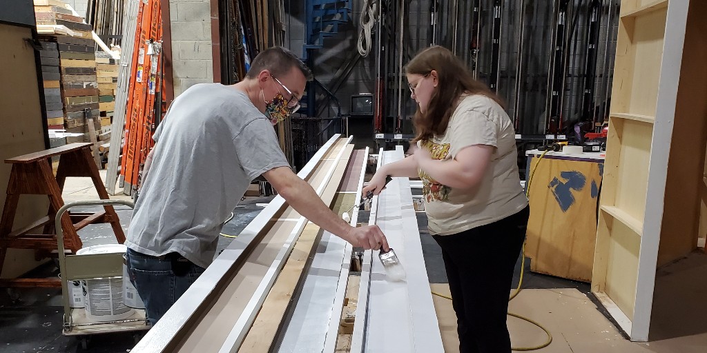 EMUTheatre's tweet photo. We're getting closer to opening night! The company of "9 to 5 The Musical" has been working hard on this spectacular show all week. Here are some friends working behind these scenes before the dress rehearsal tonight!
#EMUTheatre #9to5 #TheMusical #TechWeek #SceneShop https://t.co/tmz8sw6ATK