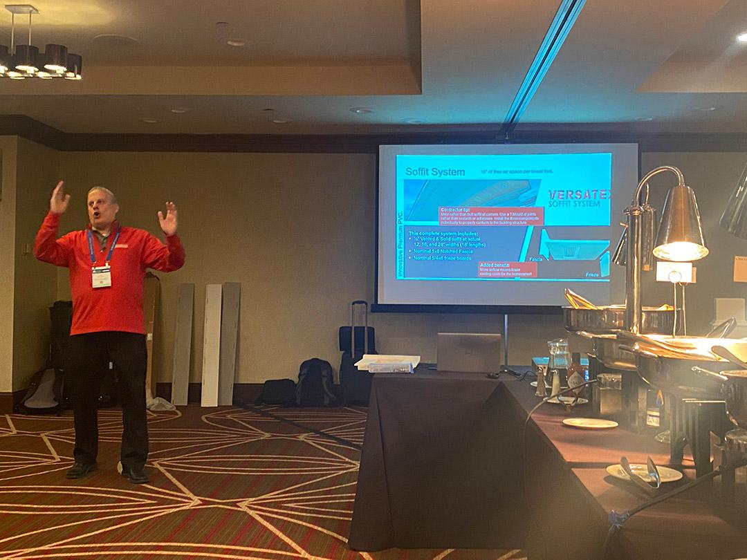 NationalLumber's tweet photo. VERSATEX hosted a great breakfast for National Lumber's customers before they went to the JLC Live Exhibit Hall on March 24, 2023. Bobby Parks gave an interesting presentation and delicious food was served. https://t.co/3xSxlOEGkL