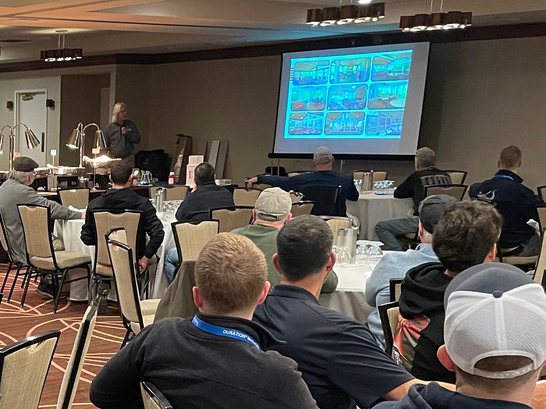 VERSATEX hosted a great breakfast for National Lumber's customers before they went to the JLC Live Exhibit Hall on March 24, 2023. Bobby Parks gave an interesting presentation and delicious food was served.