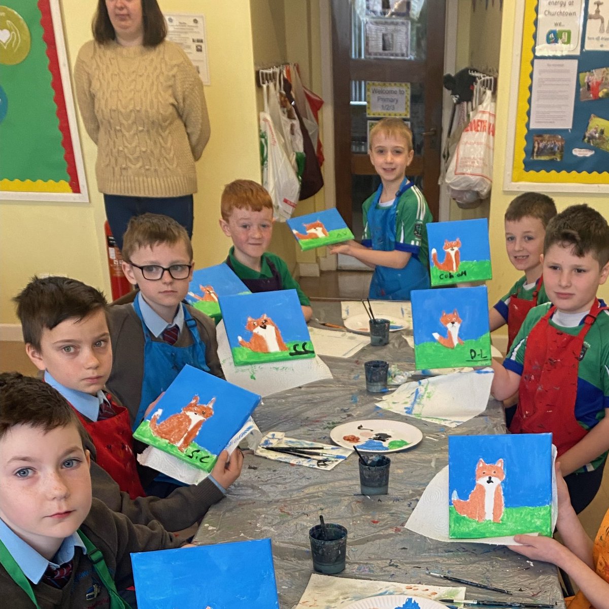 I had a great morning with the P4/5 pupils from St Columb’s PS and Churchtown PS learning all about Fantastic Mr Fox. @CASEshared @Leargas @SEUPB #knowyourstory #shareyourstory