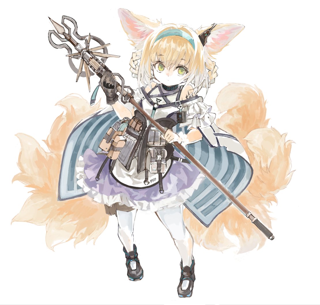 suzuran (arknights) 1girl solo animal ears tail fox tail fox ears pantyhose  illustration images