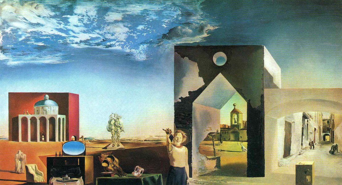 Suburbs of a Paranoiac Critical Town, Afternoon on the Outskirts of European History, 1936 #dali #metaphysicalart wikiart.org/en/salvador-da…