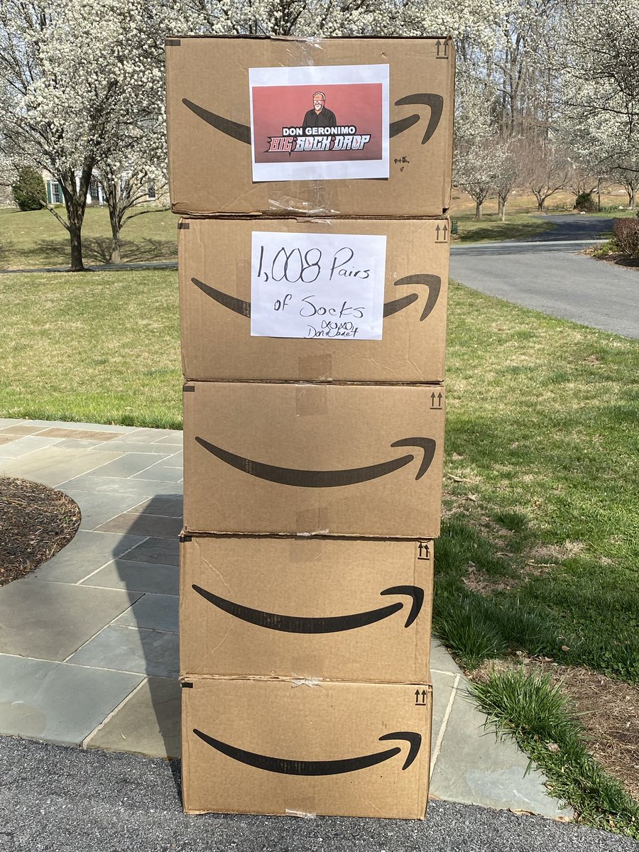 DonGeronimoShow's tweet photo. Here’s our personal donation of 1,000 pair of socks for this years drive. Jan and I will be taking these by ⁦@Meadowsfarms⁩, please donate what you can! #sockdrop2023 #20,000pair #MD #VA https://t.co/4UNZPI1L6i