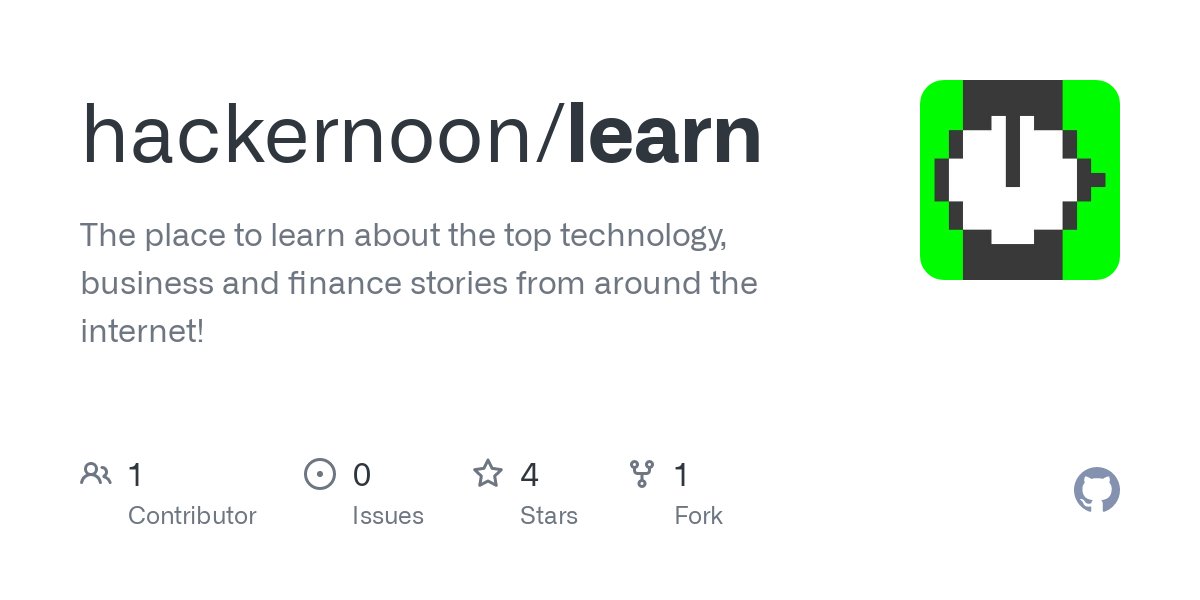 With our new update, all of our GitHub resources are accessible from our website, so you can read and engage with the stories our readers favor hassle-free.

Star and learn at github.com/hackernoon/lea… !