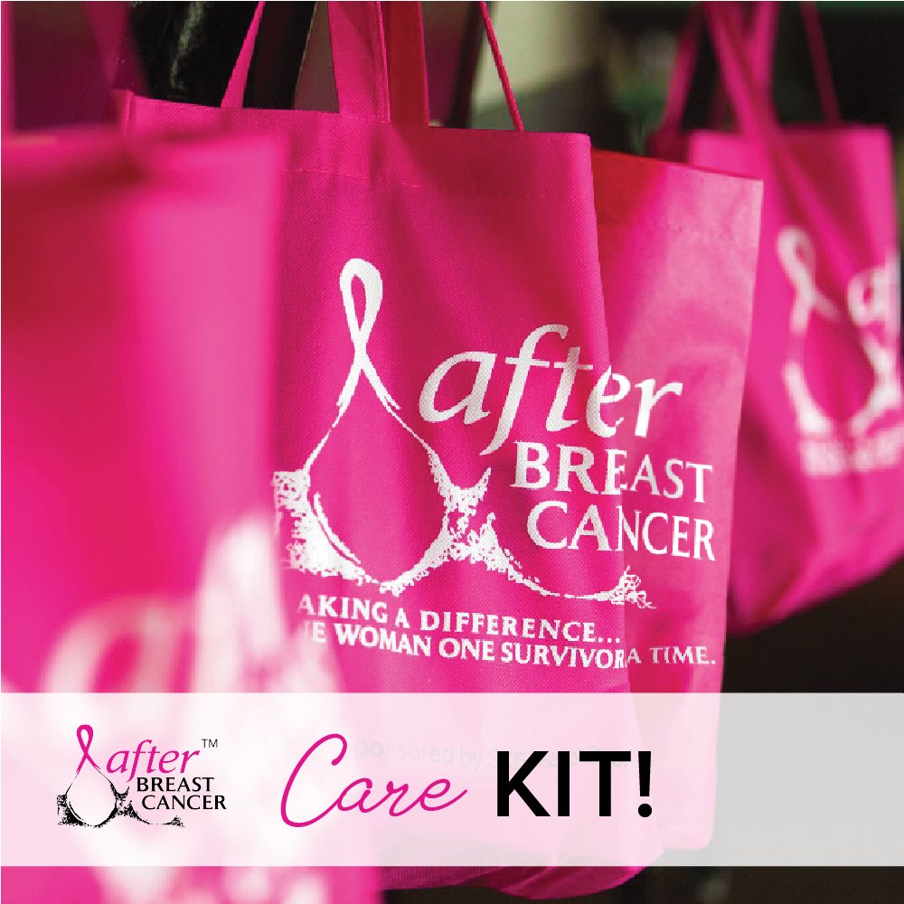 Every breast cancer graduate deserves to feel comfortable post-surgery. Help provide women with ABC Care KIT!s which includes mastectomy bras, camisoles, temporary breast prosthesis, seatbelt pillows and other essential items at NO COST to them.