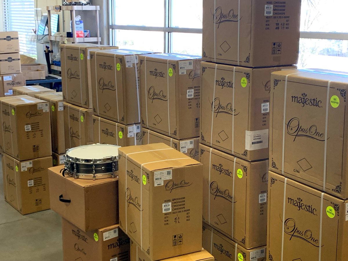 A fresh batch of Majestic Opus One snare drums leaving the bench and headed out to Steve Weiss Music! 
<a href="/SteveWeissMusic/">Steve Weiss Music</a> #majesticpercussion #majesticopusone