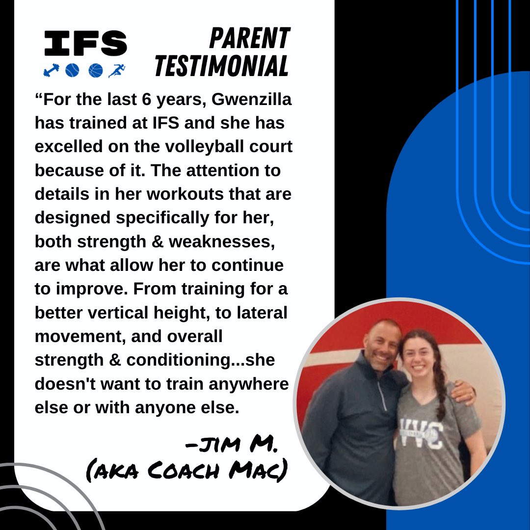 impact_fss's tweet photo. PARENTS! Check out what Coach Mac has to say about his daughter, Gwen’s, experience with us at IFS! 
Thank guys for being such great supporters!
#teamIFS #sportperformance #strengthandconditioning #volleyball https://t.co/hzqFzqYGT9