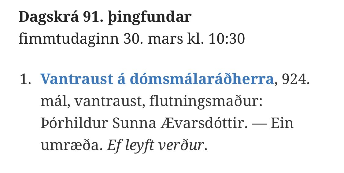 Stillið inn á althingi.is klukkan hálfellefu í fyrramálið. Verður óvenjufjörugt.