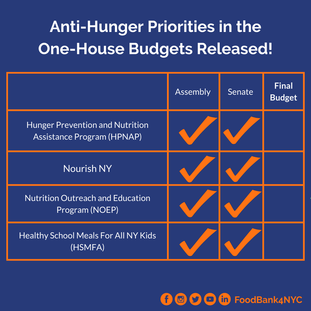 FoodBank4NYC's tweet photo. Thank you @NYSA_Majority and @NYSenate for standing up for essential programs that protect NY'ers food security! Join us as we continue to fight for anti-hunger priorities until the final NYS budget is final. Take action here: https://t.co/yDpsDxhoMw https://t.co/HXlh5CfEaE