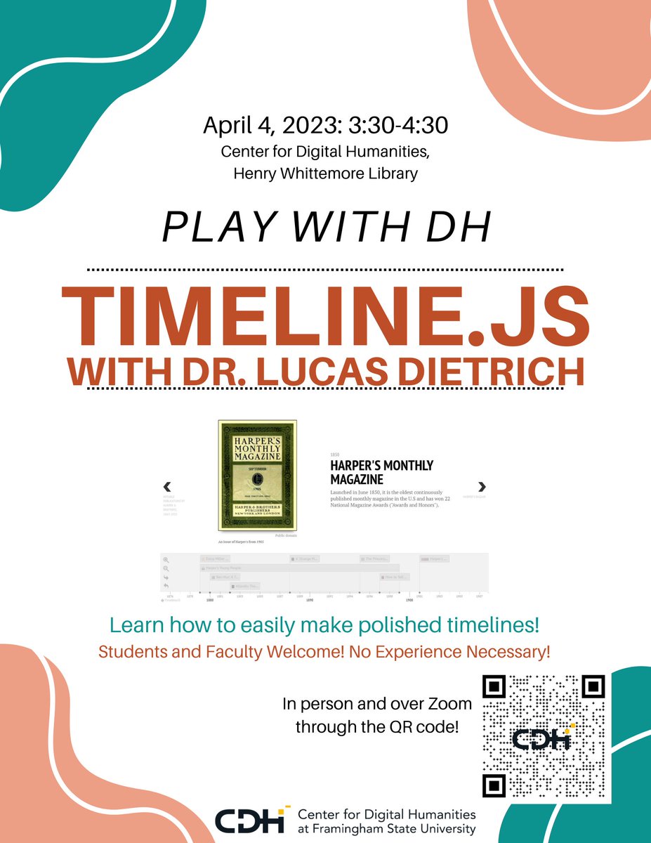 DHCenter_fsu's tweet photo. Come play with DH! Timeline.js with Lucas Dietrich on April 4! https://t.co/aCEurARURX